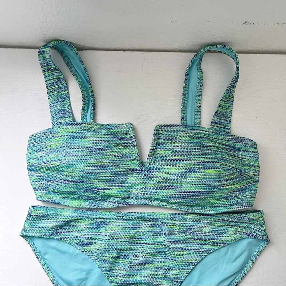 Aerie Space Dye Bikini 2-Piece Set Bandeau & Bikini Swim Bottom Large NEW - Picture 3 of 6